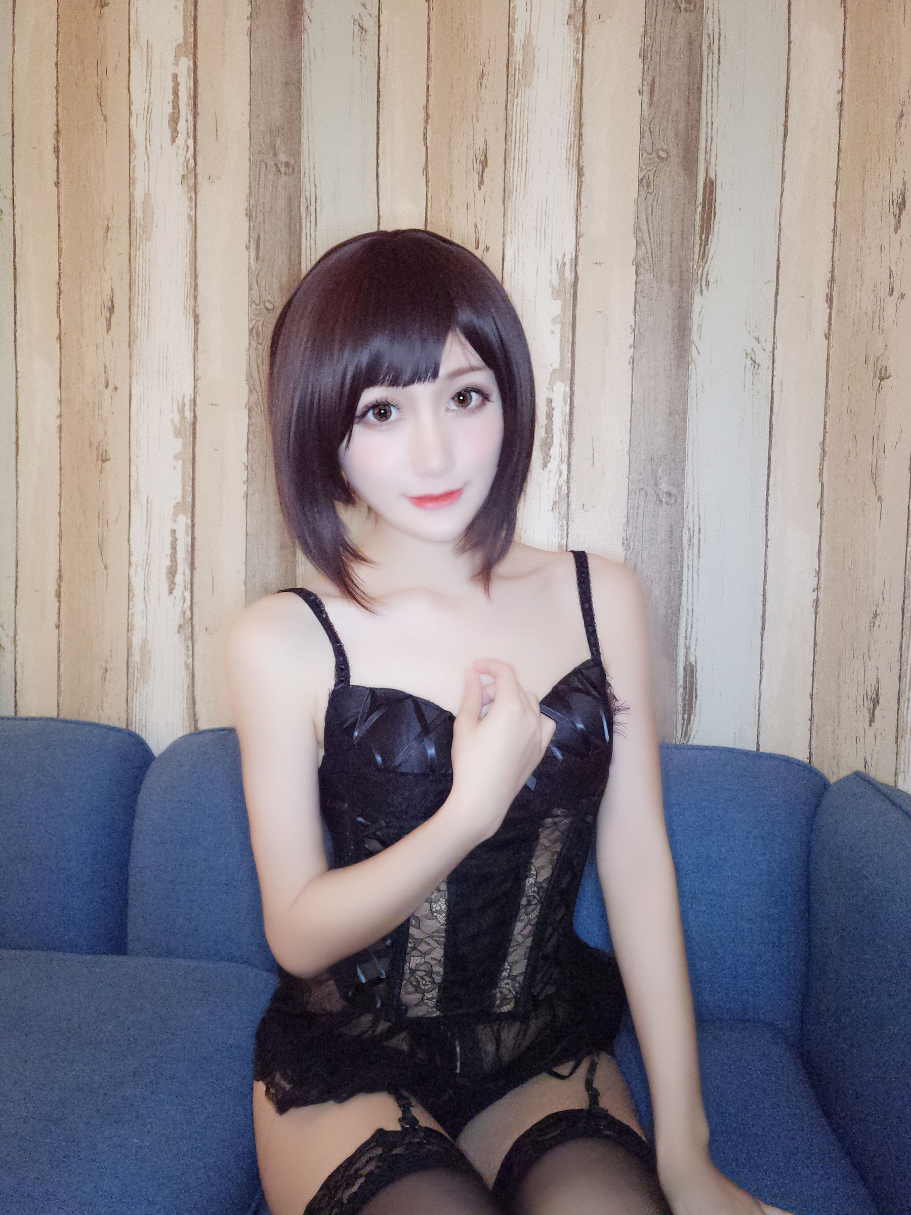 [网红COSER写真] 木之本果 - 黑色情趣内衣第3张