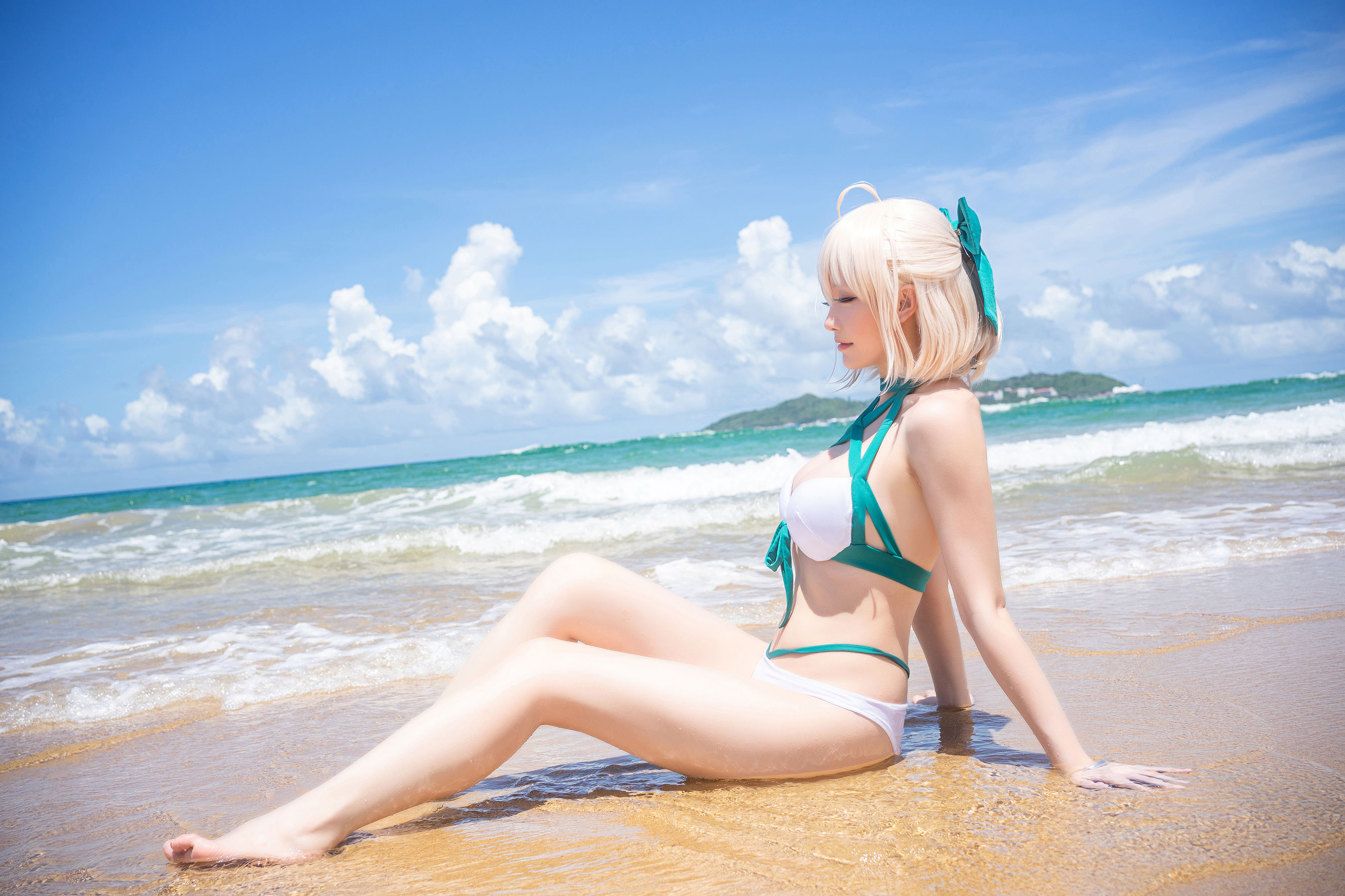 [COS福利] Coser小姐姐星之迟迟 - 秘密花园 冲田总司泳装第5张