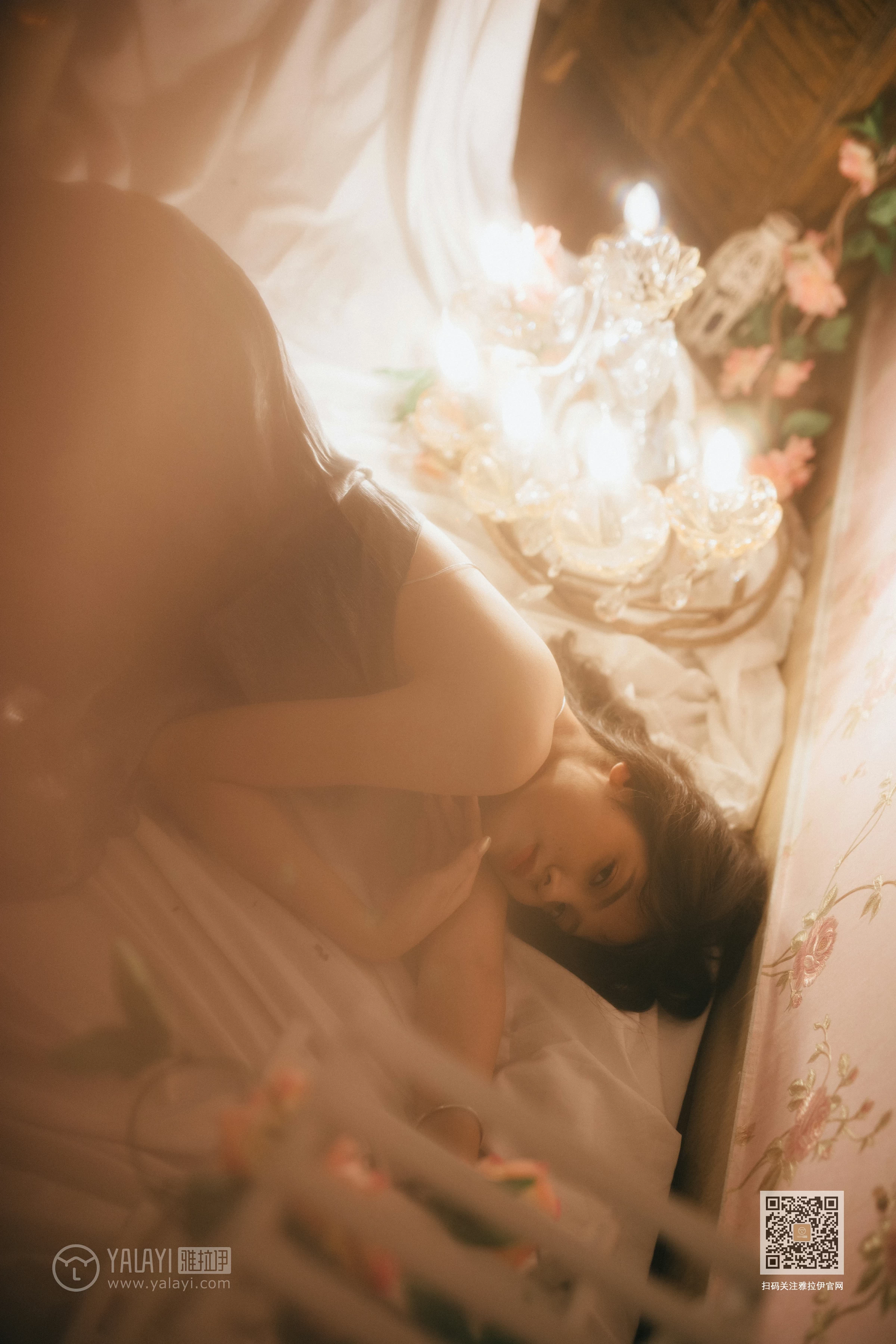 [YALAYI雅拉伊]No.391 撩拨 静儿 白色透视蕾丝内衣加安全短裤性感私房写真集第16张