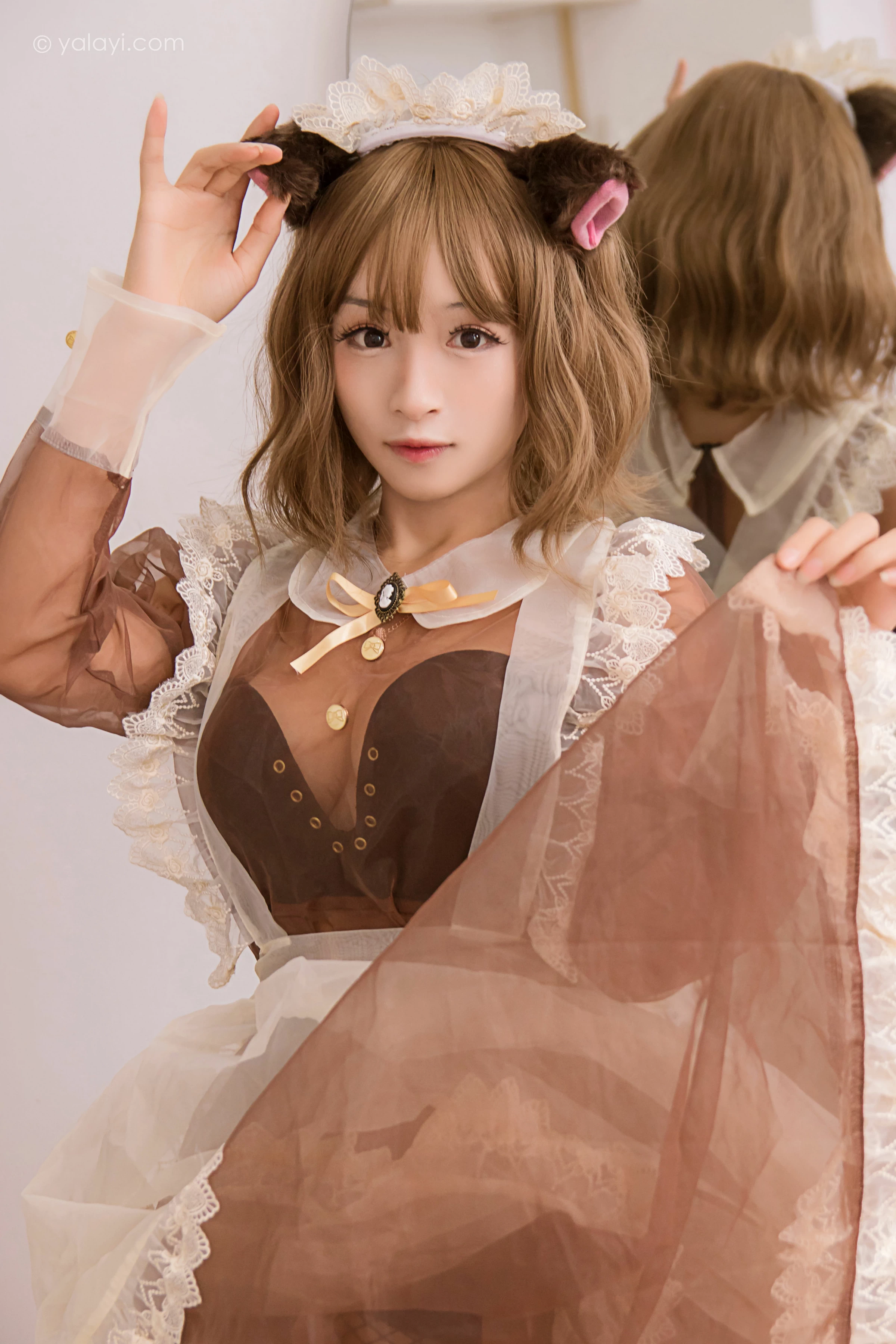 [YALAYI雅拉伊]NO.718 《兽耳厨娘》 艾丽 透视情趣制服裙加黑色内衣性感私房写真集第7张