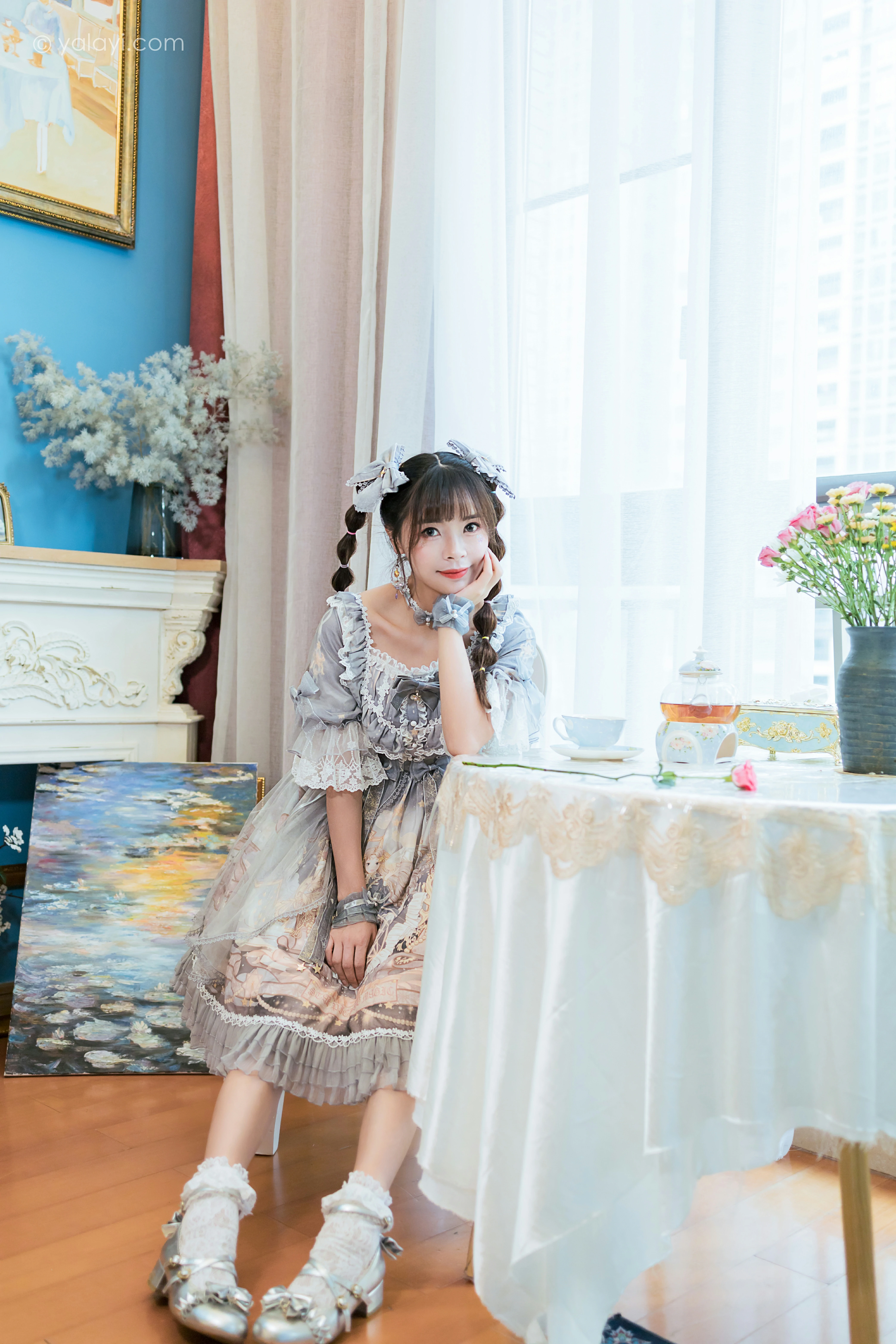 [YALAYI雅拉伊]NO.853 洛丽塔Lolita 程小蝶 淡蓝色连身制服裙清纯可爱私房写真集第11张