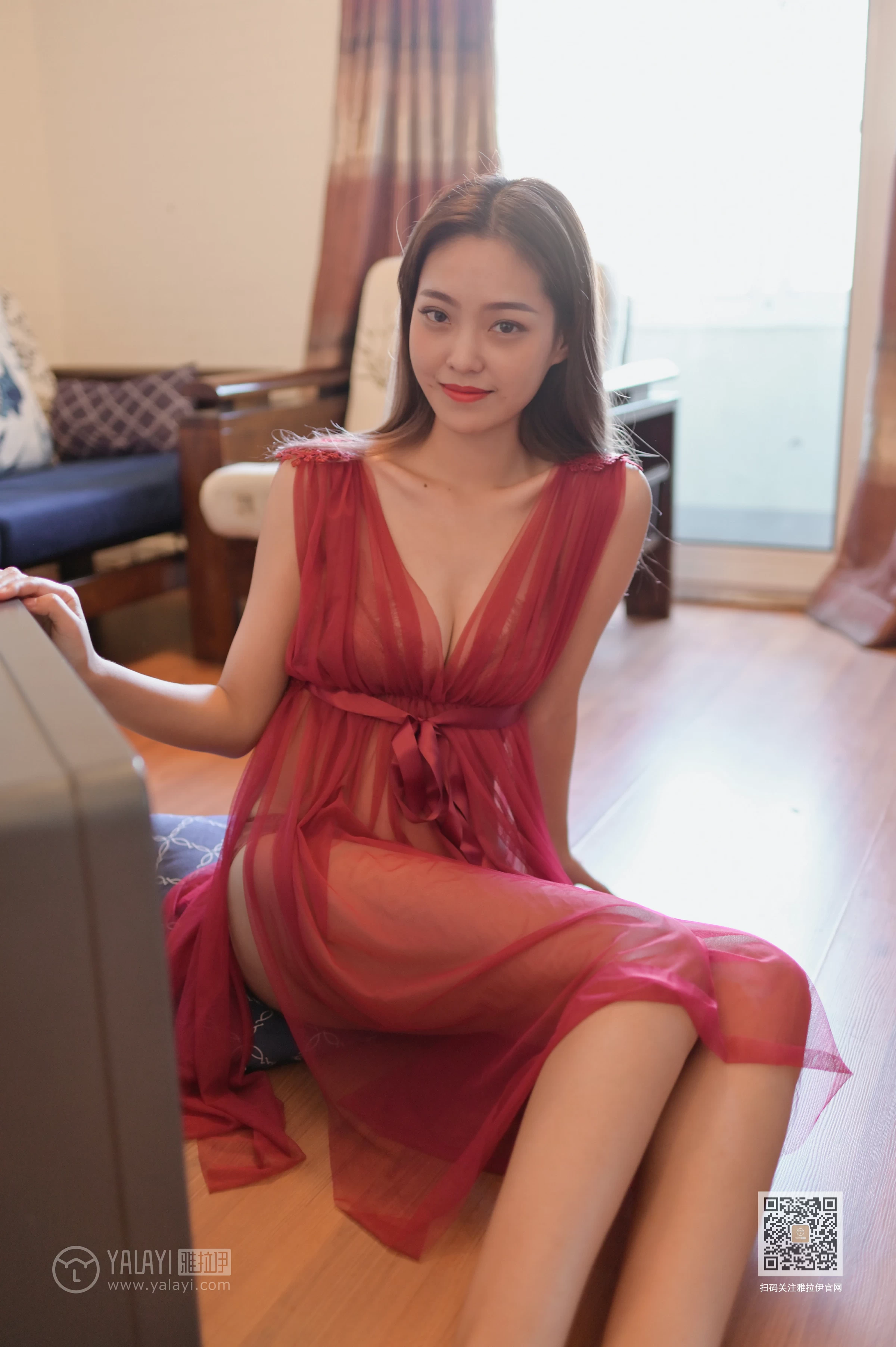 [YALAYI雅拉伊]Vol.446 红拂女 出尘 白色透视情趣连衣裙居家性感私房写真集第5张