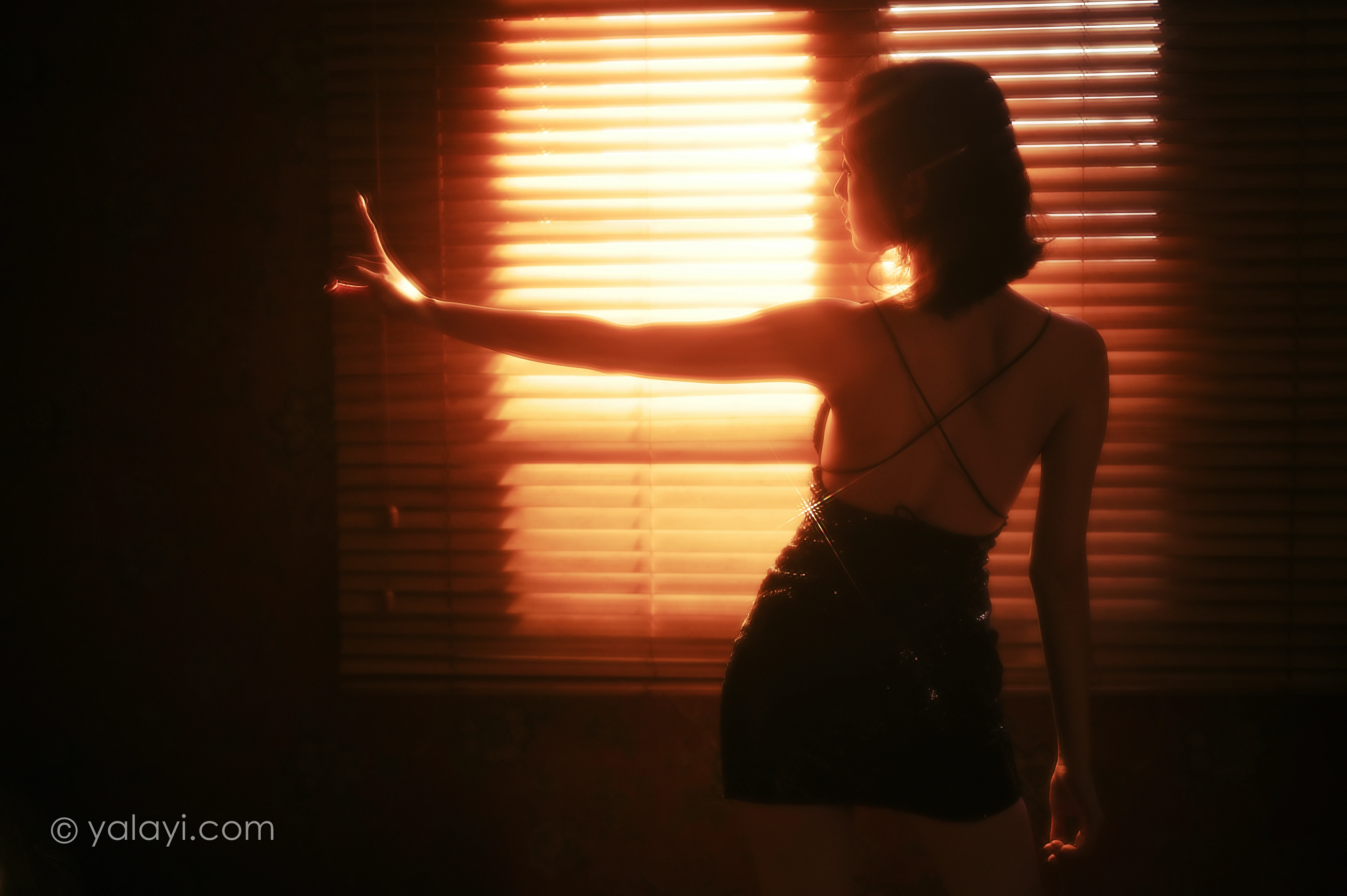 [YALAYI雅拉伊]NO.756 流金岁月 京京 黑色紧身吊带裸背连衣裙性感写真集第13张